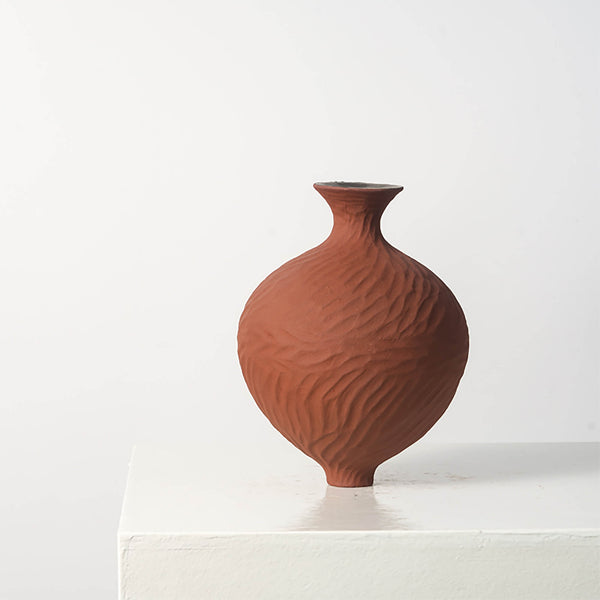 Handmade Red Ceramic Flower Vessel