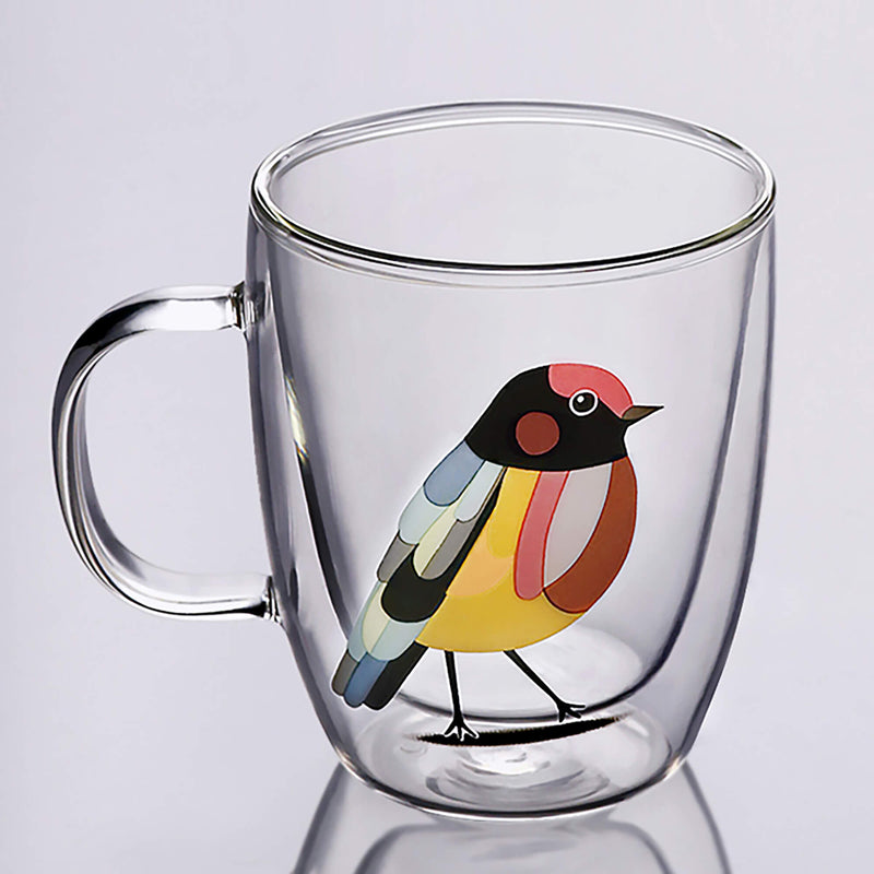 Creative Applique Double Glass Cup
