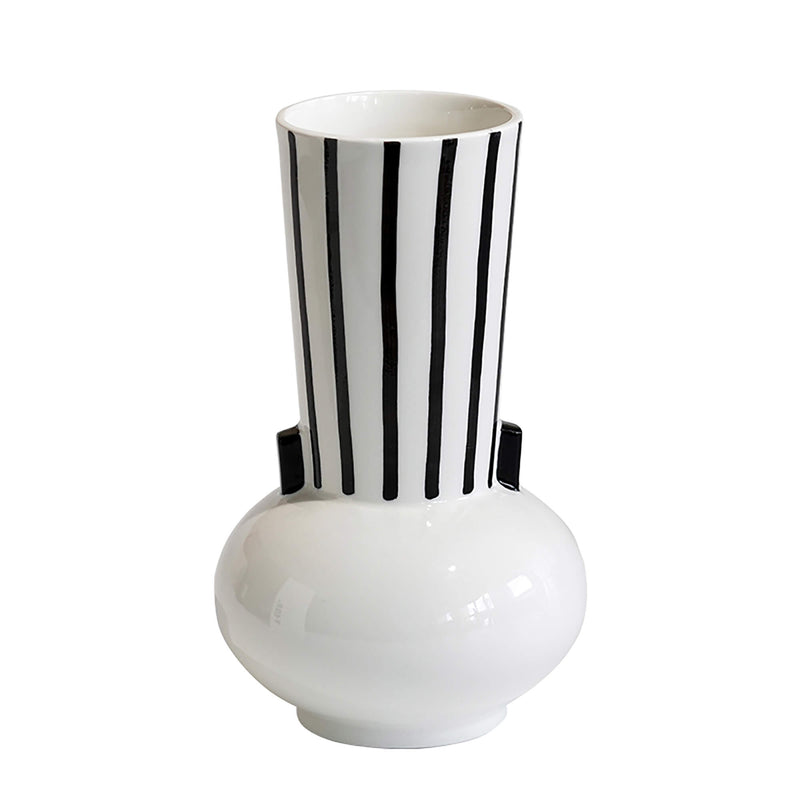 Hand-painted Striped Ceramic Vase