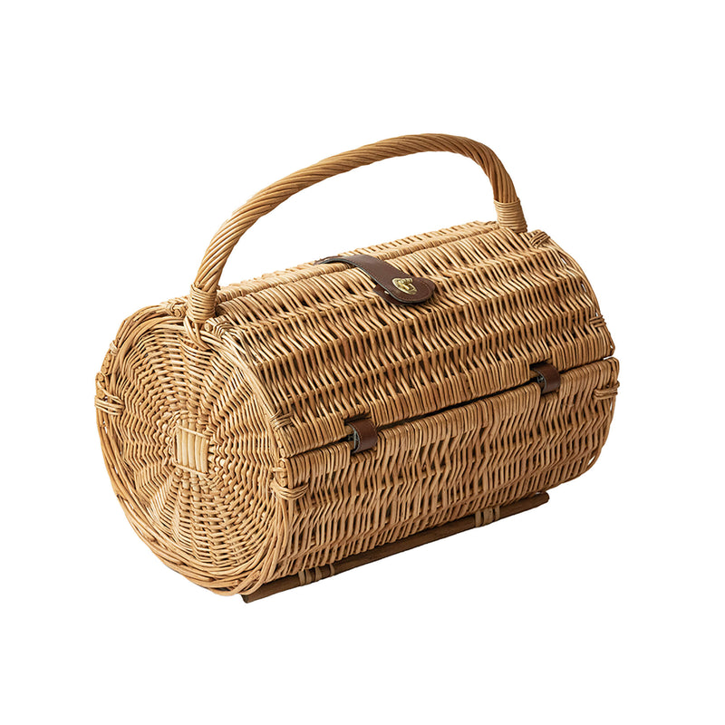 Handmade Wicker Cylindrical Picnic Basket