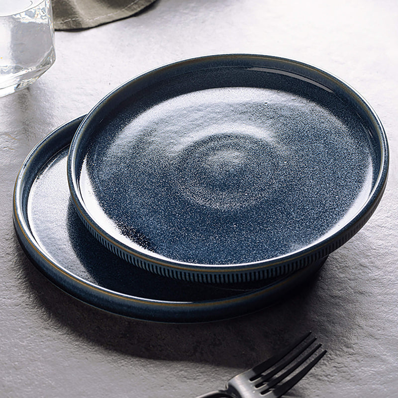 Gray And Blue Ceramic Shallow Plate