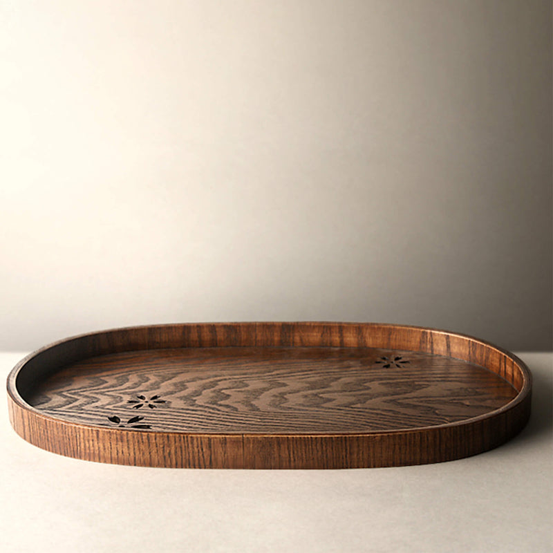Solid Wood Hollowed Out Large Round Tray