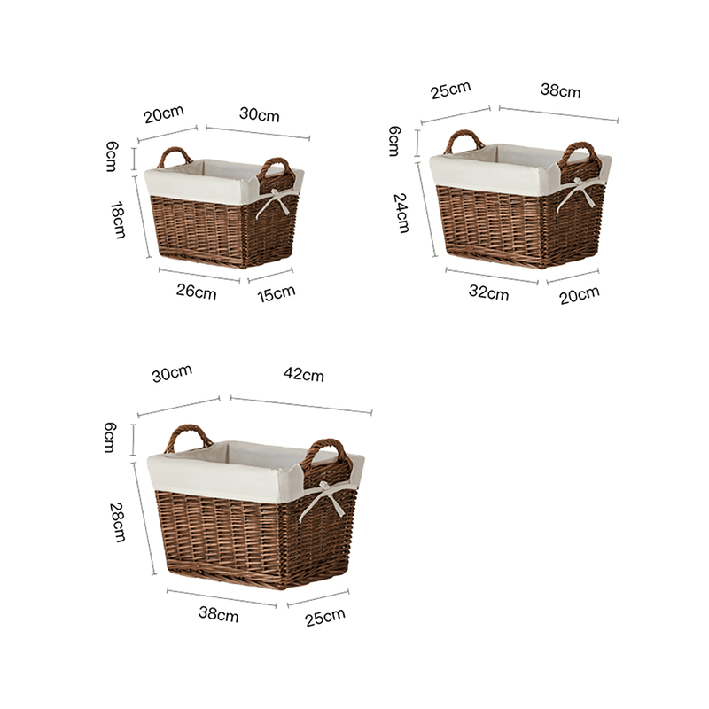 Euna | Wicker Storage Basket Desktop Storage Storage Box Storage Basket Woven Basket Storage Box Basket Cosmetic Storage, Set ( Small + Medium + Large )/Small/Medium/Large
