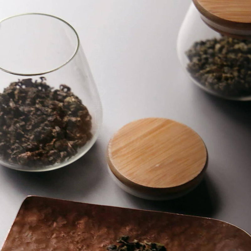 Glass Bamboo Wood Lid Vintage Jar - Eunaliving