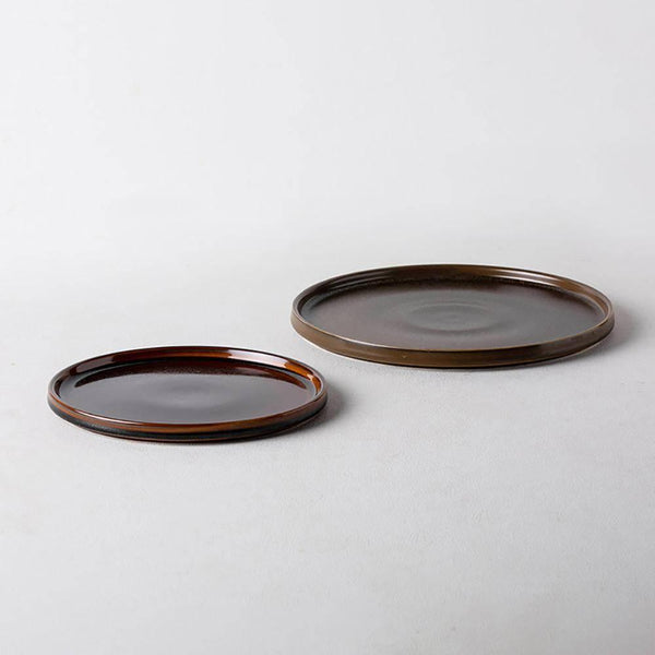 Glazed Warm Brown Flat Plate - Eunaliving
