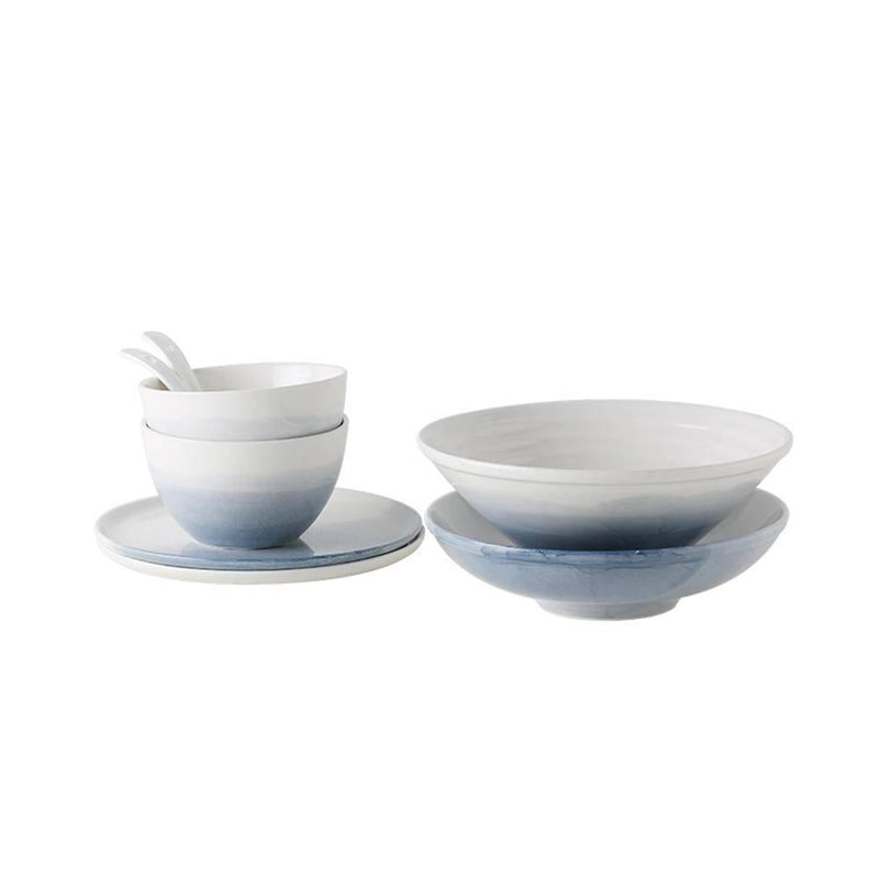 Hand Painted Gradient Blue Bowl And Plate Set - Eunaliving