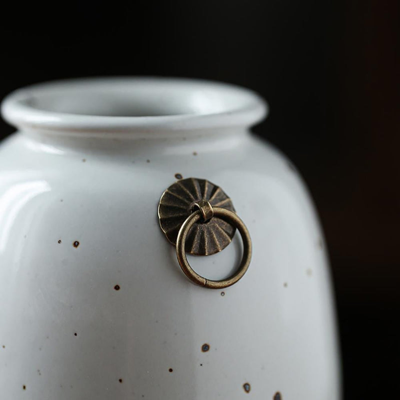 Handcrafted Rough Earthenware Copper Flower Vessel - Eunaliving