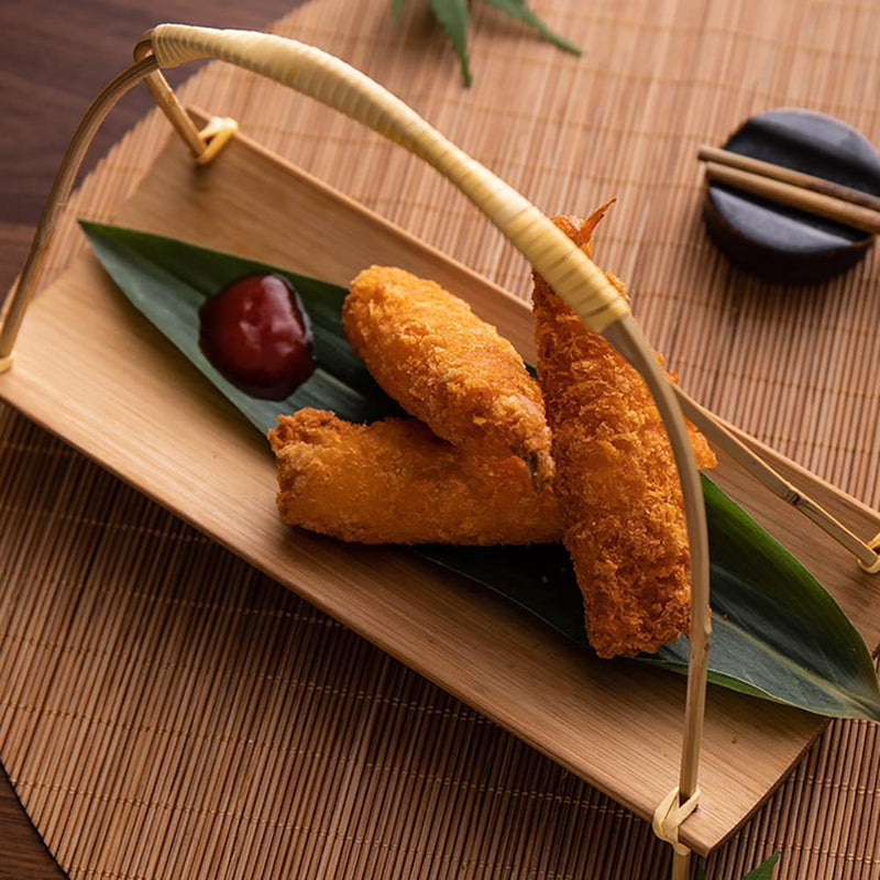 Handmade Bamboo Handheld Snack Tray - Eunaliving