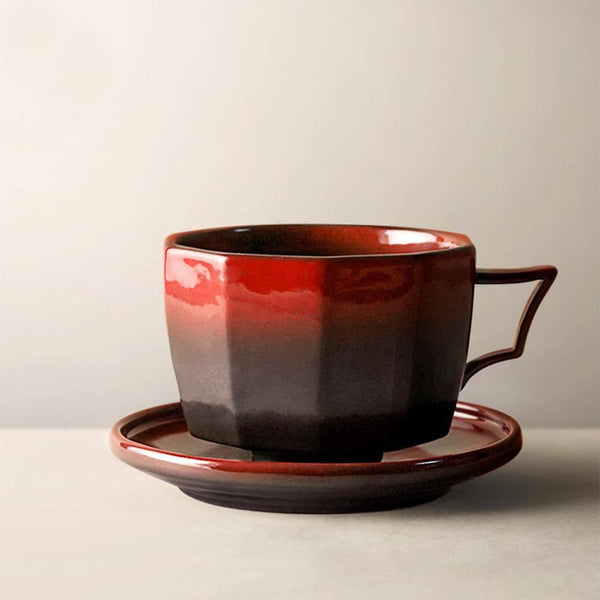 Handmade Kiln Ceramic Coffee Cup And Saucer Set - Eunaliving