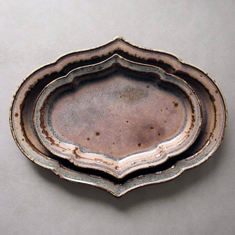 Japanese Style Handmade Rough Pottery Vintage Dinner Plate - Eunaliving