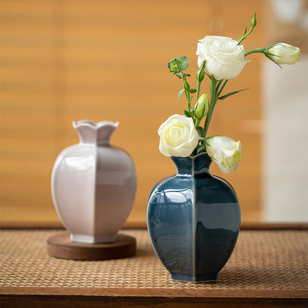 Handmade Vase With Vintage Hexagonal Shape