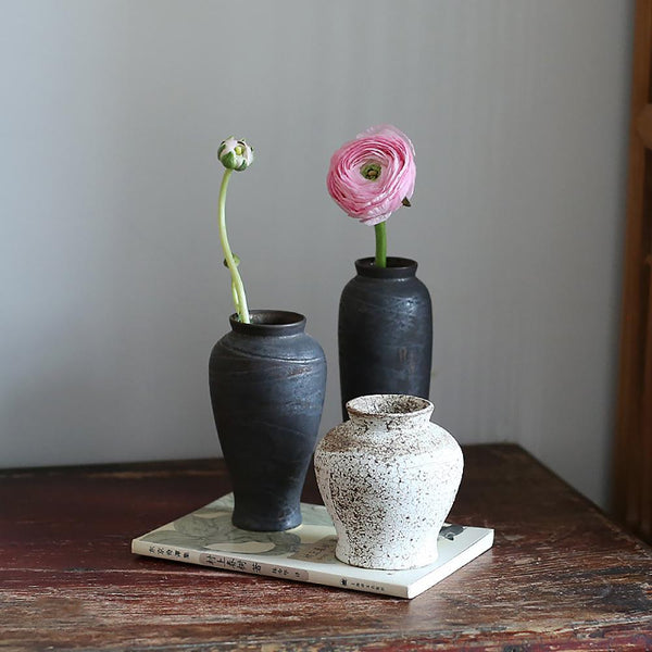 Japanese Style Hand-made Clay Flower Vessel - Eunaliving