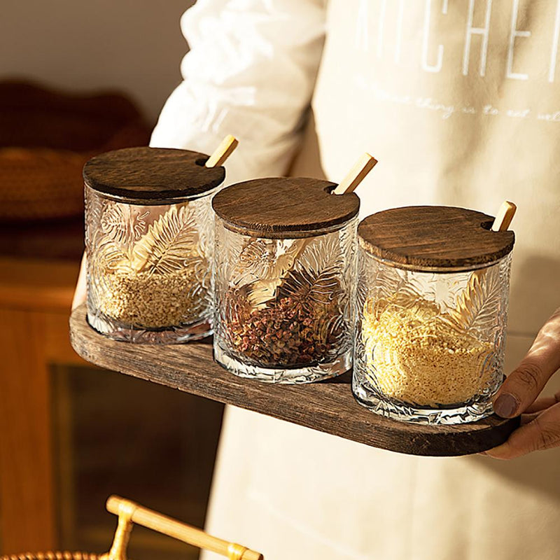 Vintage Embossed Spice Jar Set