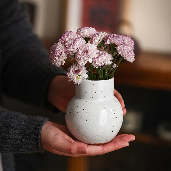 Japanese Handmade Rough Pottery Small Vase - Eunaliving