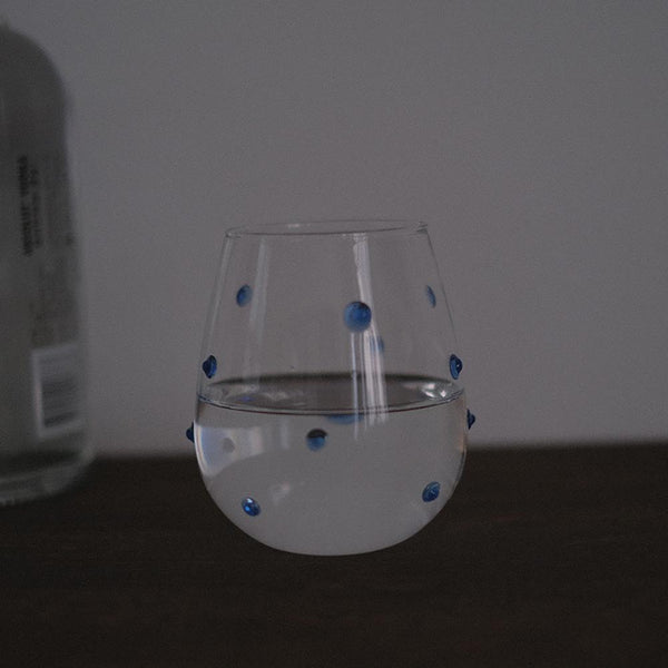 Japanese Style Embossed Blue Polka Dot Glass - Eunaliving