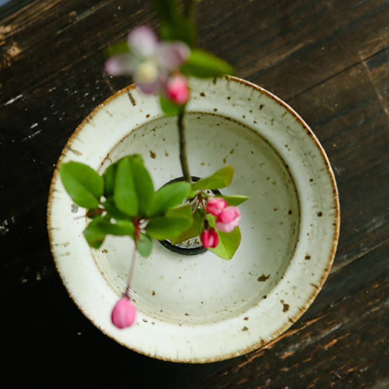 Japanese Handmade Vintage Rough Pottery Flower Vessel - Eunaliving