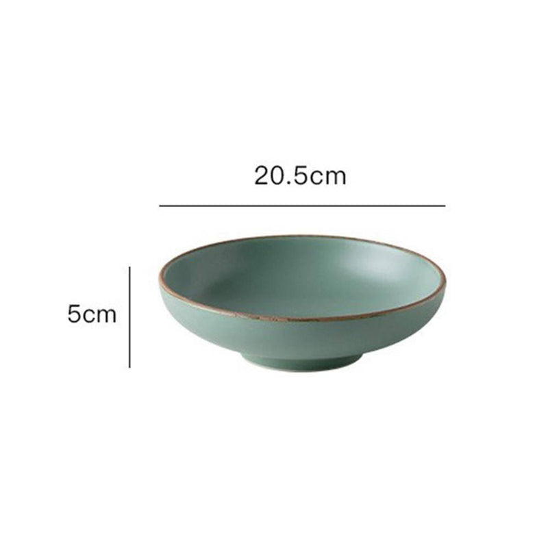 Lime Green Double Clay Glaze Fired Ceramic Plate - Eunaliving