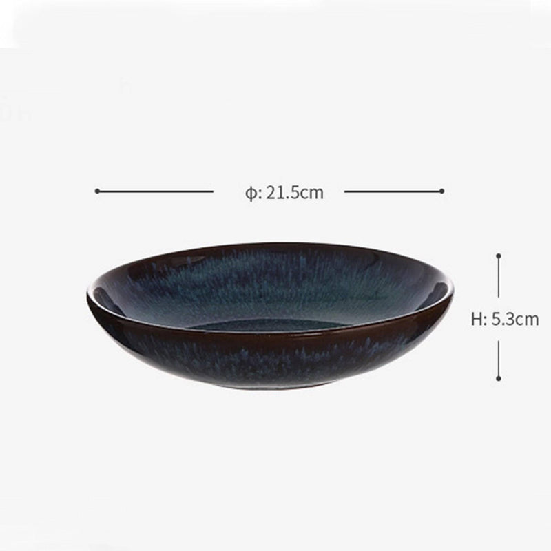 Peacock Pattern Kiln Glazed Ceramic Bowl - Eunaliving