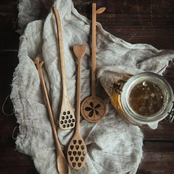 Retro French Mill Honey Mixing Wooden Spoon - Eunaliving