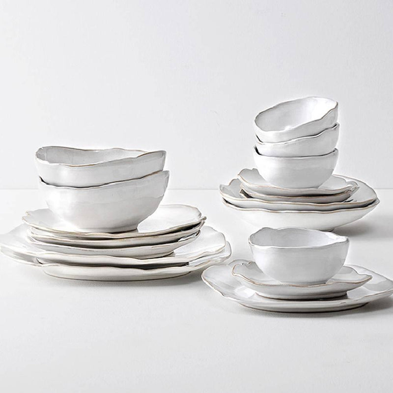 Rustic Irregular Ceramic Bowl and Plate Set - Eunaliving