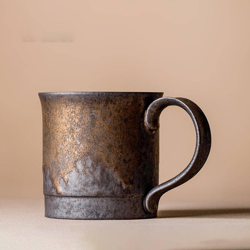 Vintage Gilt Hand Brewed Lug Latte Cup - Eunaliving