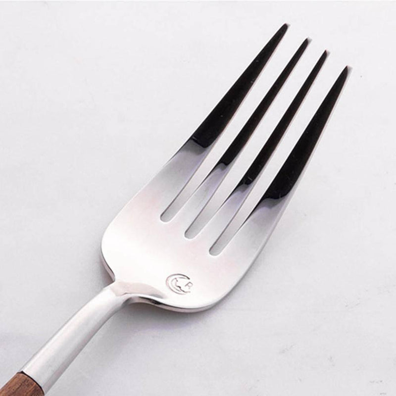 Yellow Pear Wood Stainless Steel Knife And Fork Spoon Set - Eunaliving