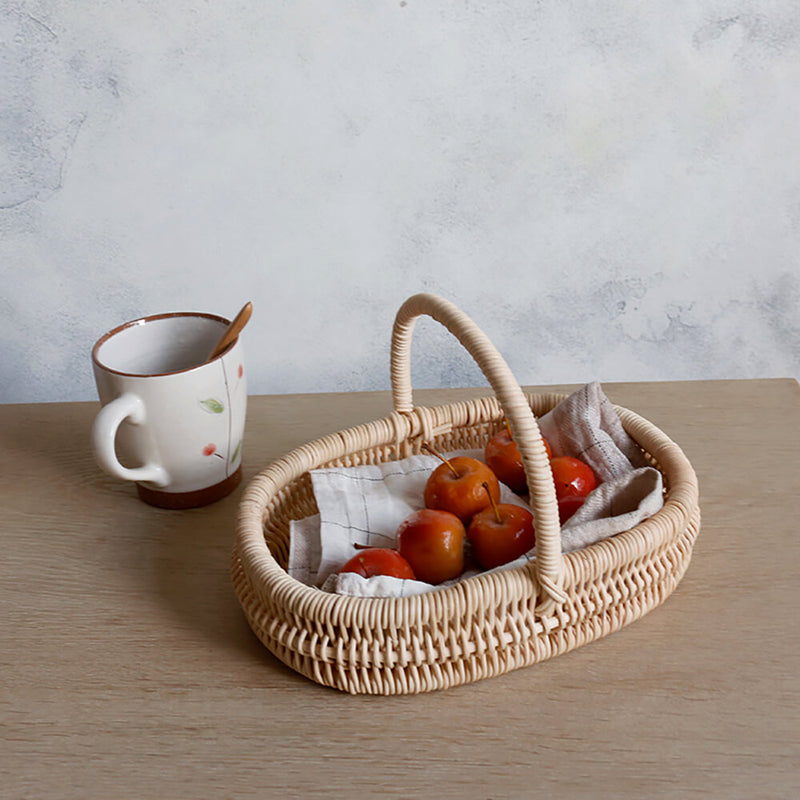 White Rattan Hand-woven Storage Basket