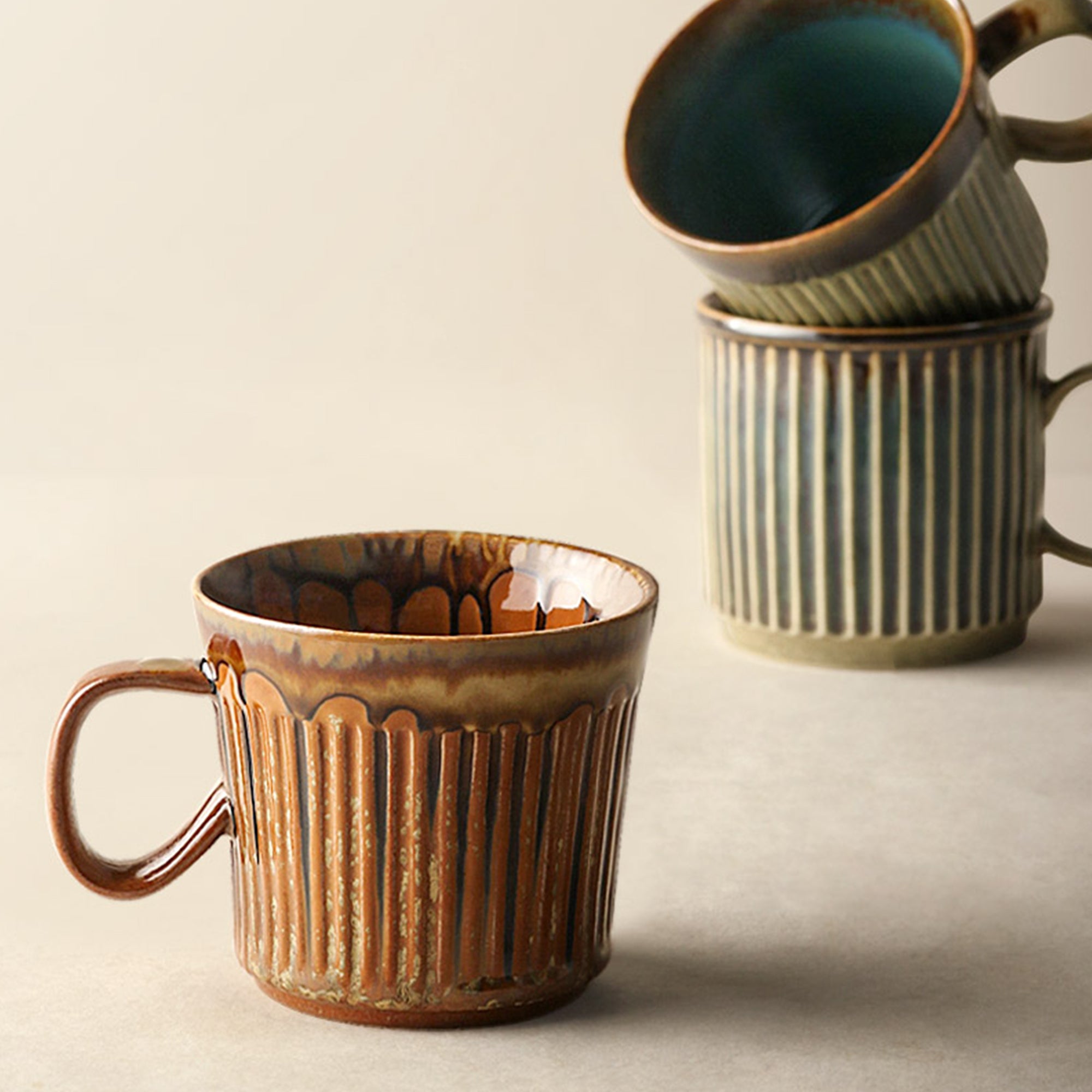 Euna  Creative Gilt Mug Wooden Handle Japanese Coffee Cup Retro Office Water  Cup – Eunaliving