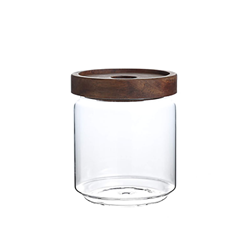 Acacia Wood Storage Glass Bottle