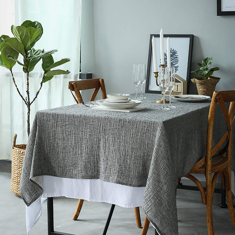 Linen Natural Wrinkle Double Gray Tablecloth