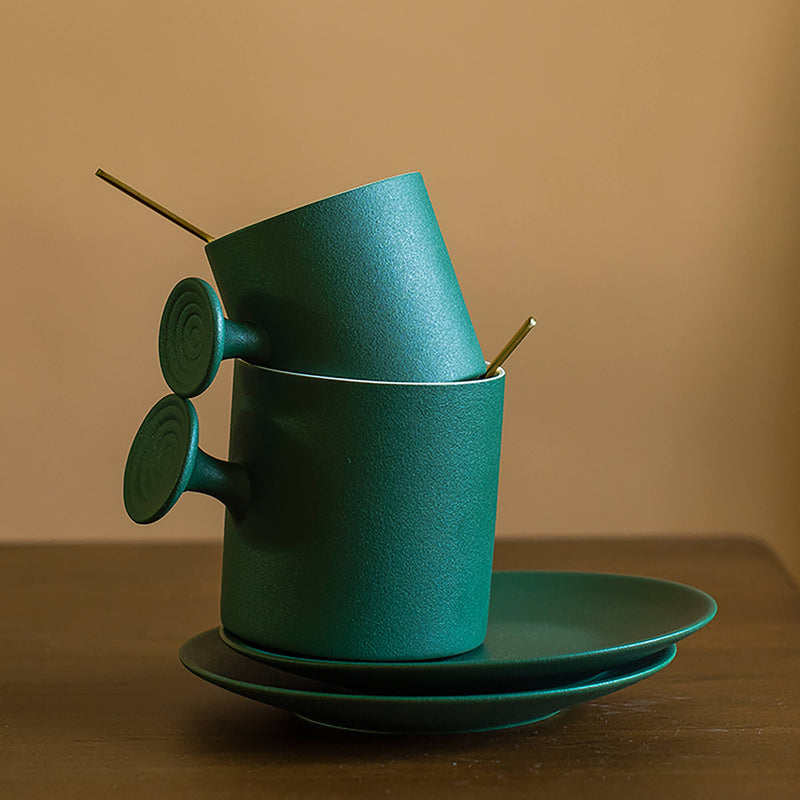 Green Vintage Ceramic Coffee Mug