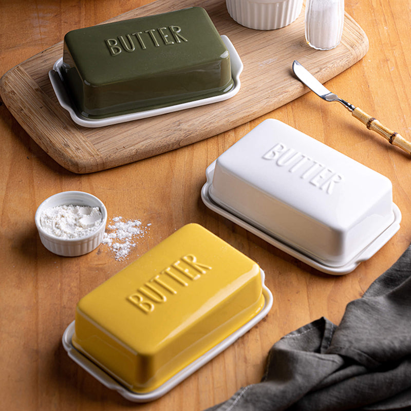 Ceramic Storage Box With Lid For Butter And Cheese