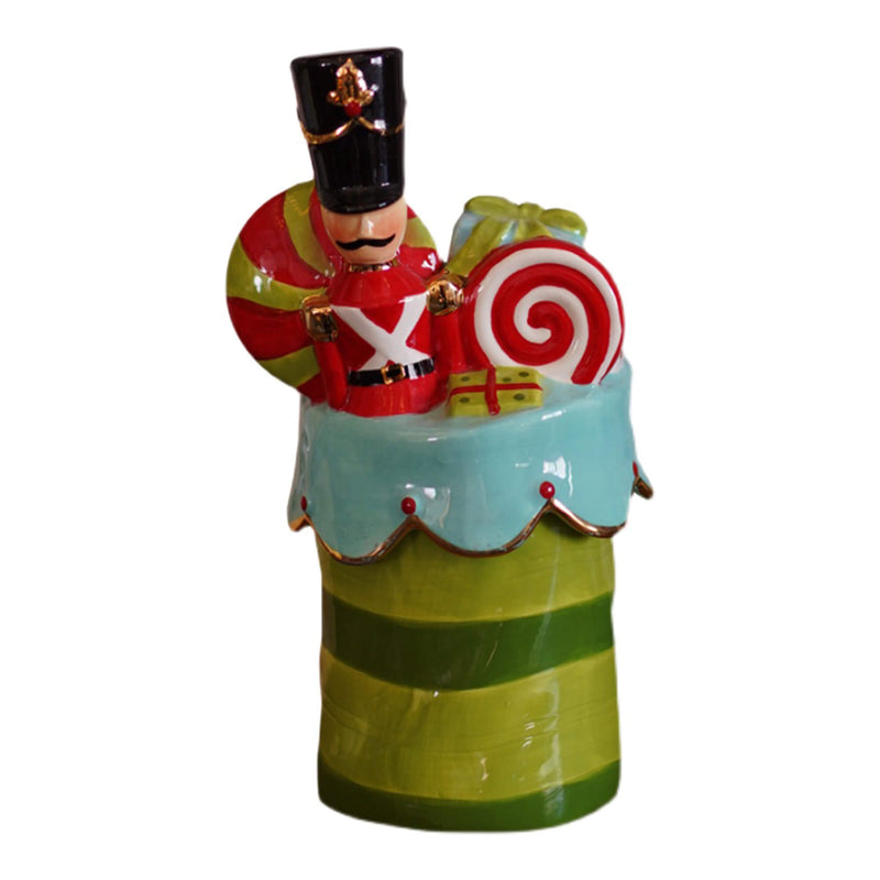Christmas European Style Ceramic Candy Jar With Gold Rim