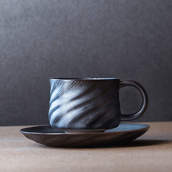 Handmade Pottery Coffee Mug And Saucer Set