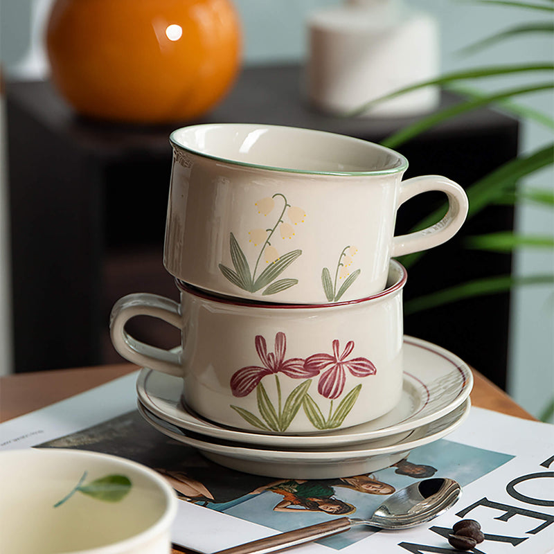 Vintage Hand-painted Coffee Cup And Saucer Set