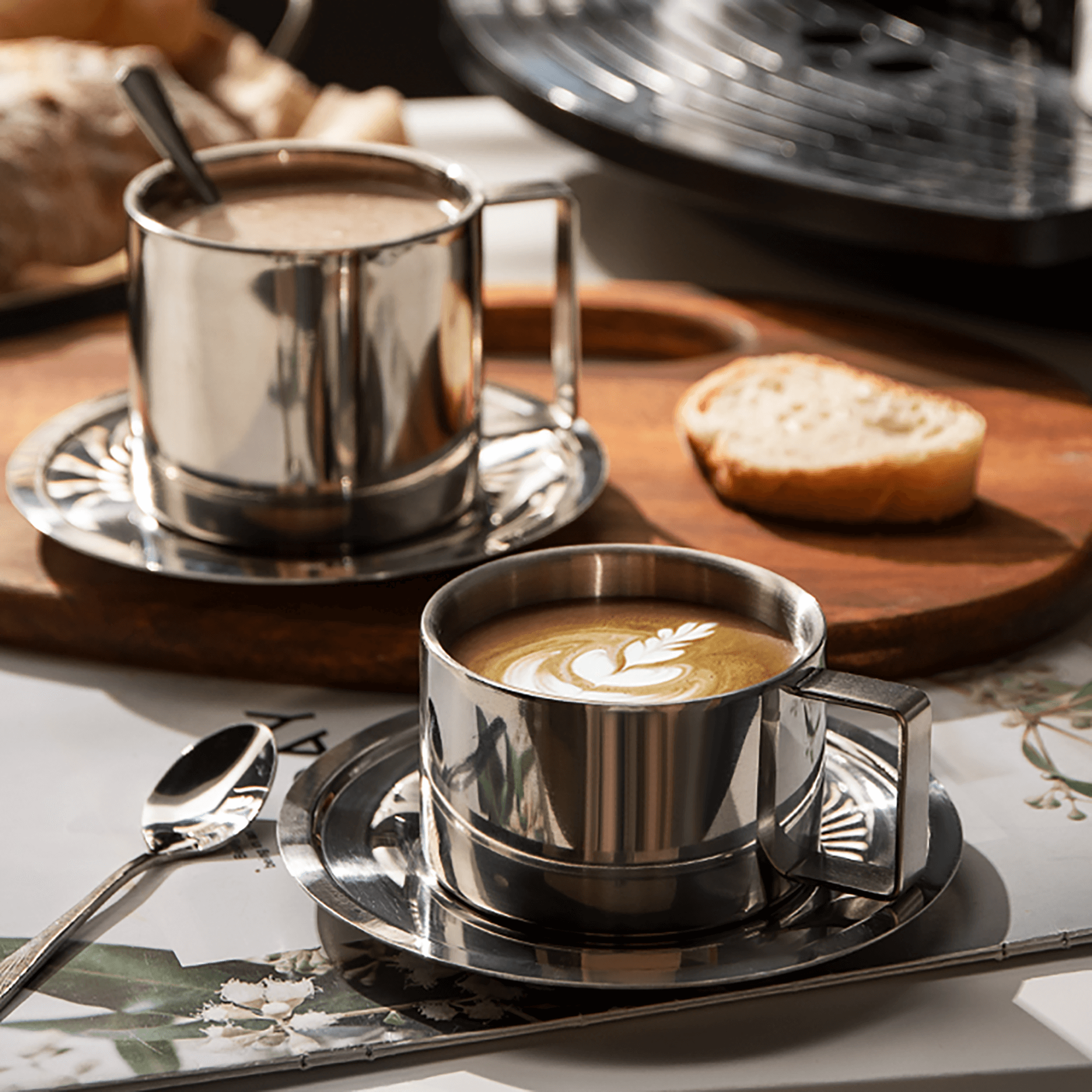Euna  Coffee Mug Stainless Steel Ins Industrial Style Exquisite Afternoon  Tea Latte Cup Saucer Set Home – Eunaliving