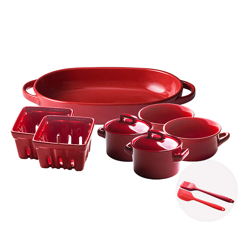Red Ceramic Baking Dish Set