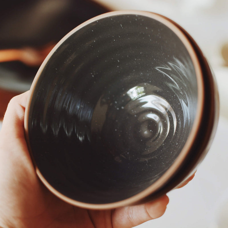 Dark Gray Snow Dot Ceramic Bowl