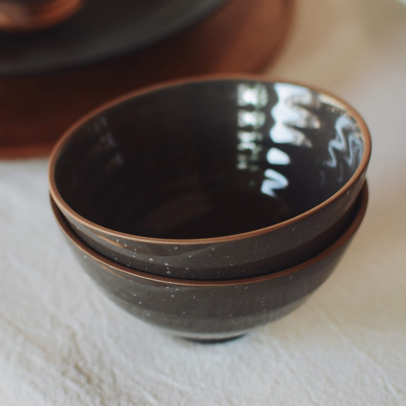 Dark Gray Snow Dot Ceramic Bowl