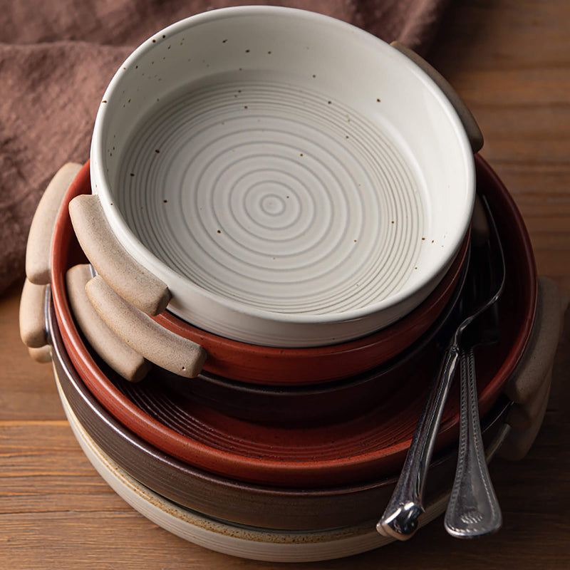 Creative Soup Plate With Two Ears Of Coarse Pottery