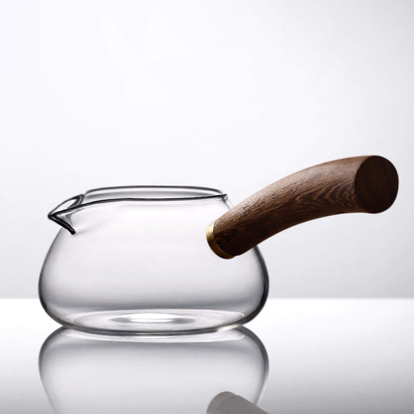Glass Wooden Handle Side Handle Tea Evening Cup
