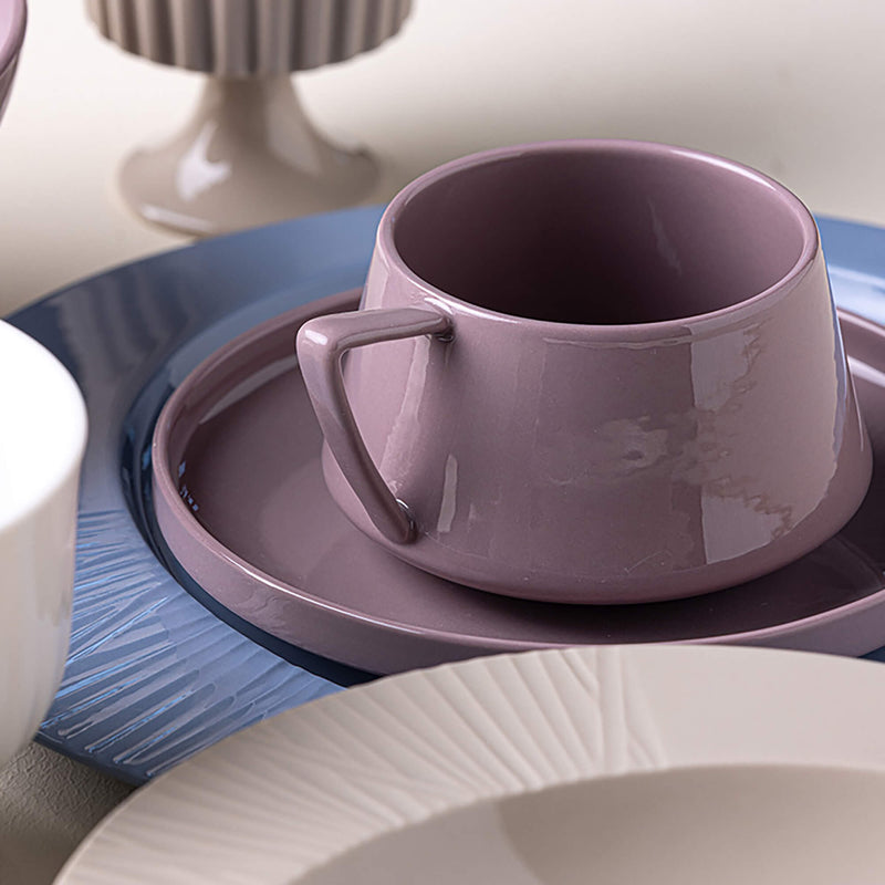 Morandi Ceramic Coffee Mug And Saucer Set