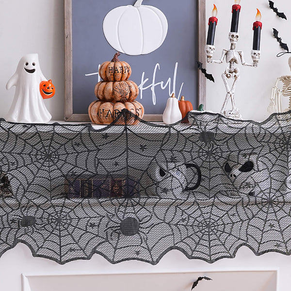 Halloween Spider Web Bat Table Flag