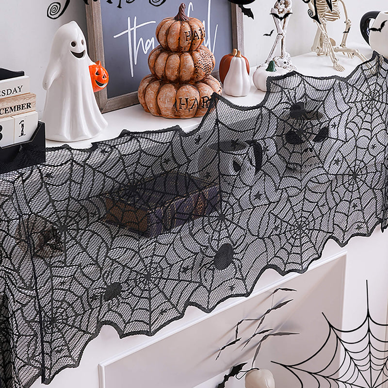 Halloween Spider Web Bat Table Flag