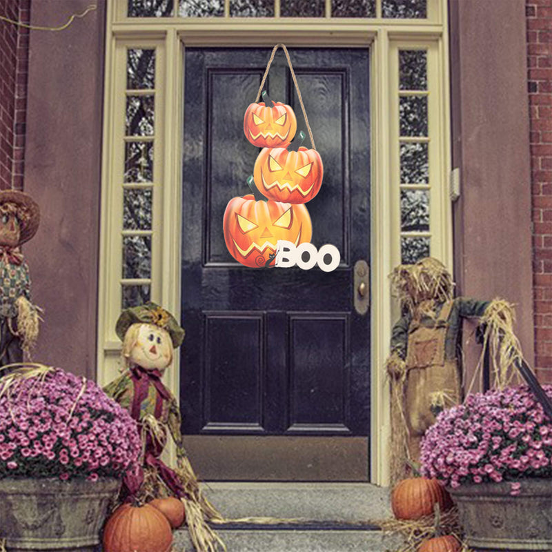 Halloween Decorations Pumpkin Model Wooden Door Sign Pendant