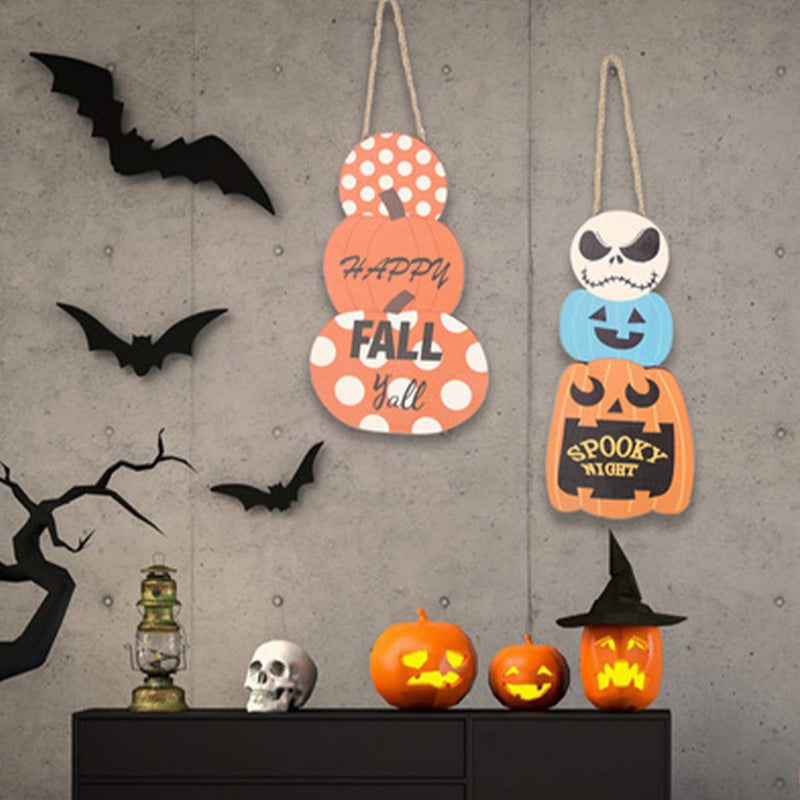 Halloween Decorations Pumpkin Model Wooden Door Sign Pendant