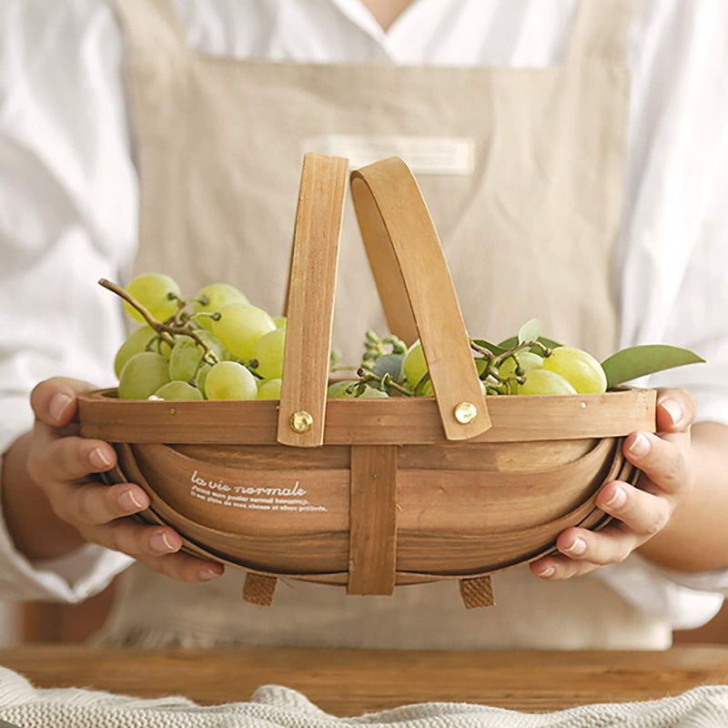 Hand-woven Wood Storage Basket