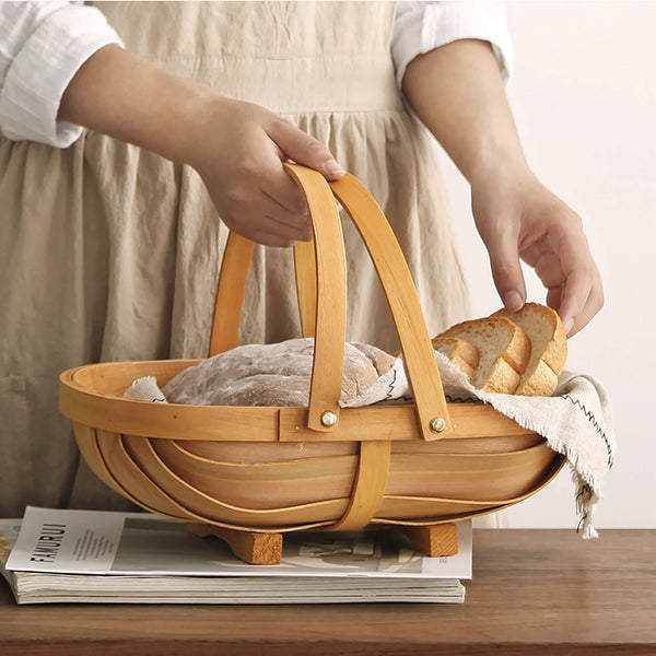 Hand-woven Wood Storage Basket