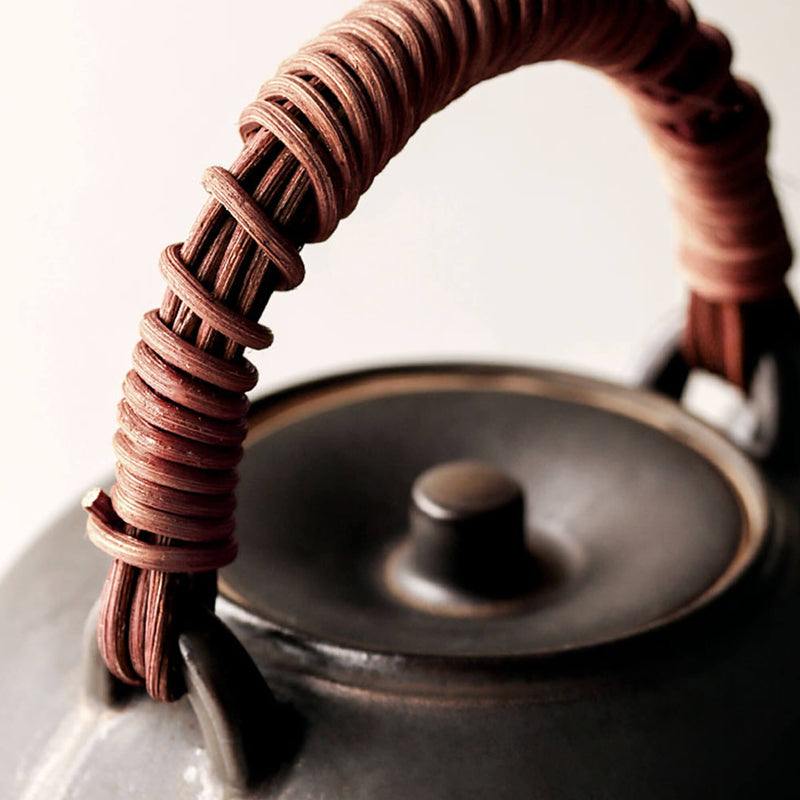 Handmade Bamboo Braided Beam Ceramic Clay Boiling Teapot