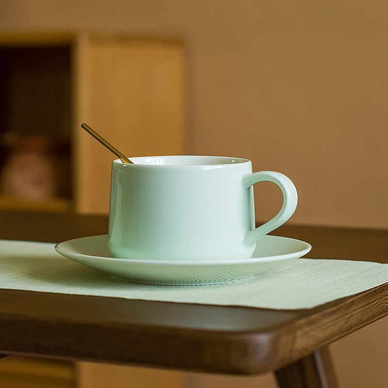 Hand-made Light Green Smooth Glaze Ceramic Coffee Mug